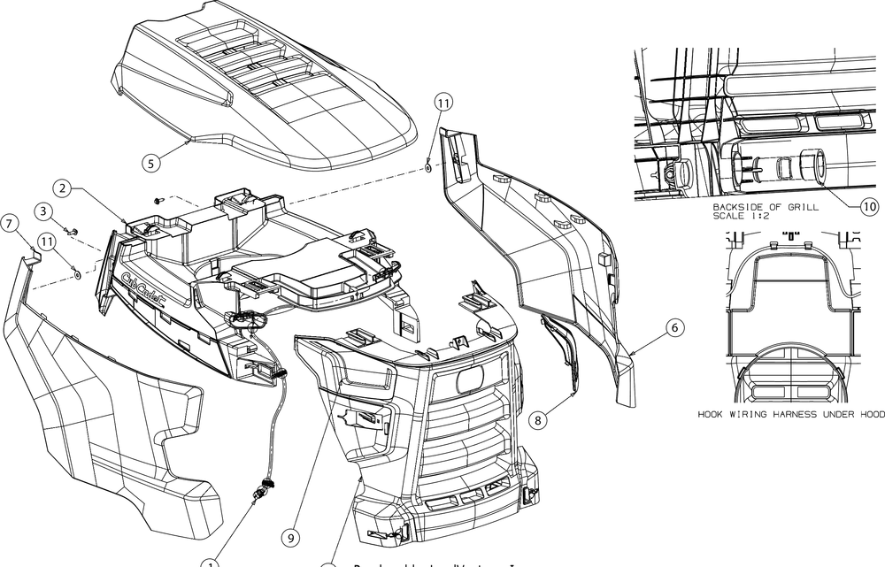 Hood Diagram and Parts List for XT1-LT46KH (13WPA1CT010)(2016) Cub Cadet Lawn Tractor